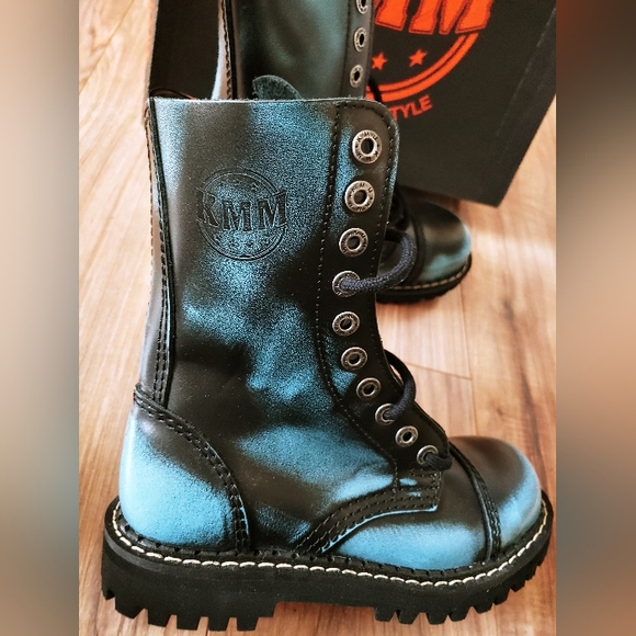 NEW KMM Thé Original Style '100 Leather Jeans Black Boots Lase Up Size EU 38 - Picture 1 of 16